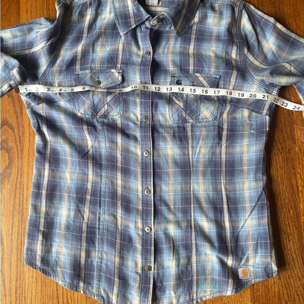 Carhartt Blue and White Plaid Women’s Shirt - Picture 8 of 10